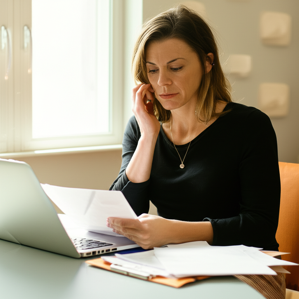 Thérapeute en pratique privée qui examine ses dépenses logicielles